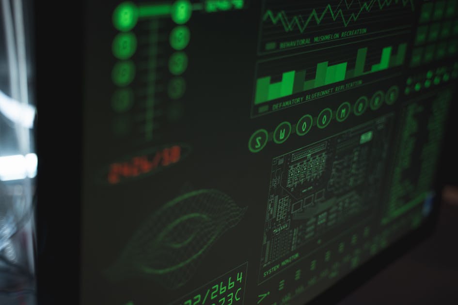 Computer screen displaying cybersecurity and data protection dashboard